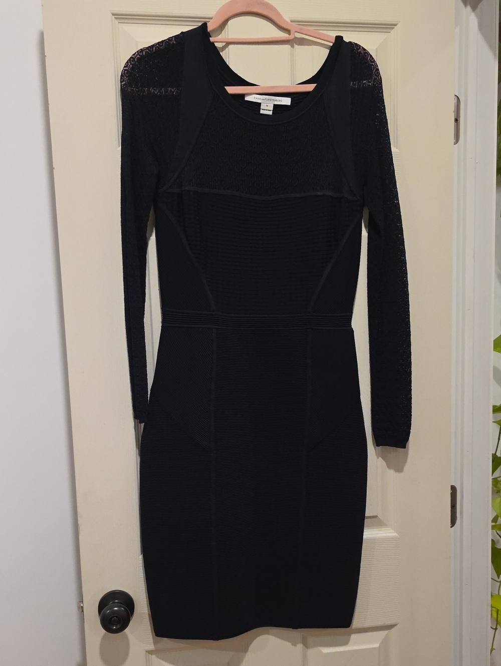 DVF Black Long-Sleeve Bodycon Dress
